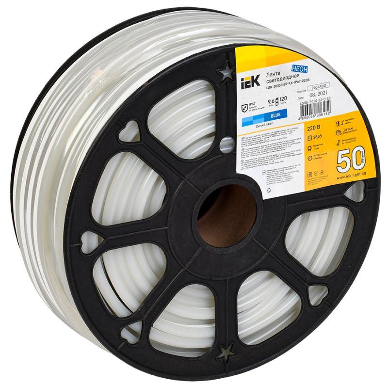 лента светодиодная "неон" lsr-2835b120-9.6-ip67-220в (уп.50м) iek lsr5-7-120-67-0-50 от BTSprom.by