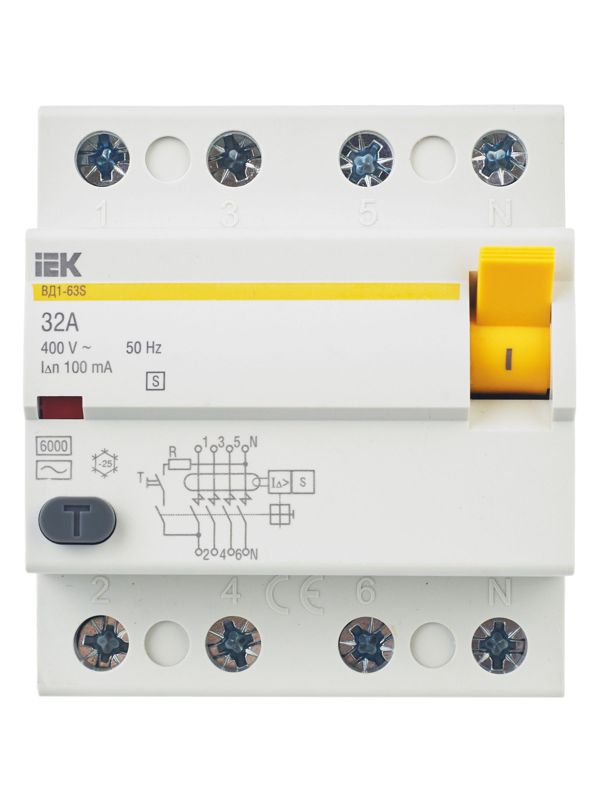  Выключатель дифференциального тока (УЗО) 4п 32А 100мА тип AC ВД1-63S KARAT IEK MDV12-4-032-100 фото в каталоге от BTSprom.by
