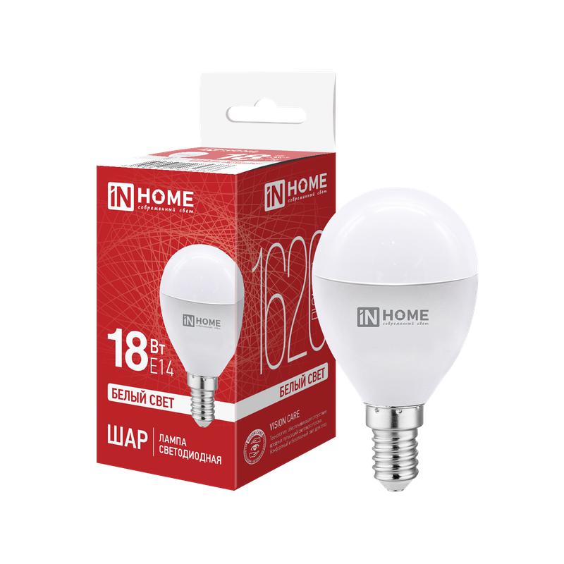 лампа светодиодная led-шар-vc 18вт шар 4000к e14 1620лм 230в in home 4690612065366 от BTSprom.by