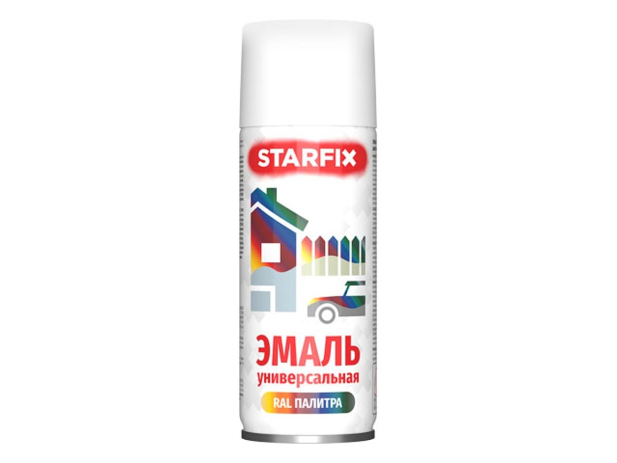 краска-эмаль аэроз. универсальная белый матовый starfix 520мл (9003) (сигнальный белый, матовая) sm-33031-1 от BTSprom.by