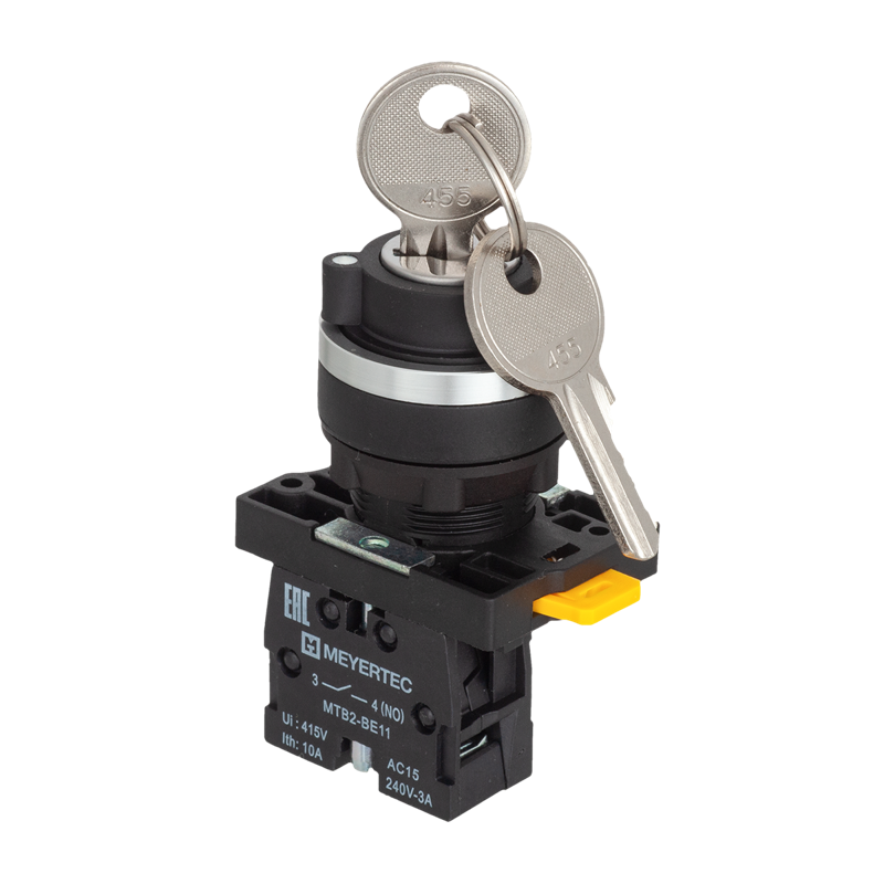 переключатель с ключом на 2 полож. с фиксацией 1 выемка 1no ip54 mtb2-egz112 пластик овен 139428 от BTSprom.by