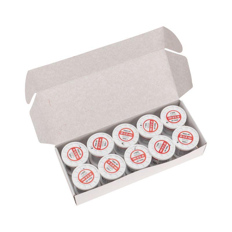  Припой с канифолью ПОС-61 100г d0.8мм (олово 61% свинец 39%) катушка Rexant 09-3170 фото в каталоге от BTSprom.by