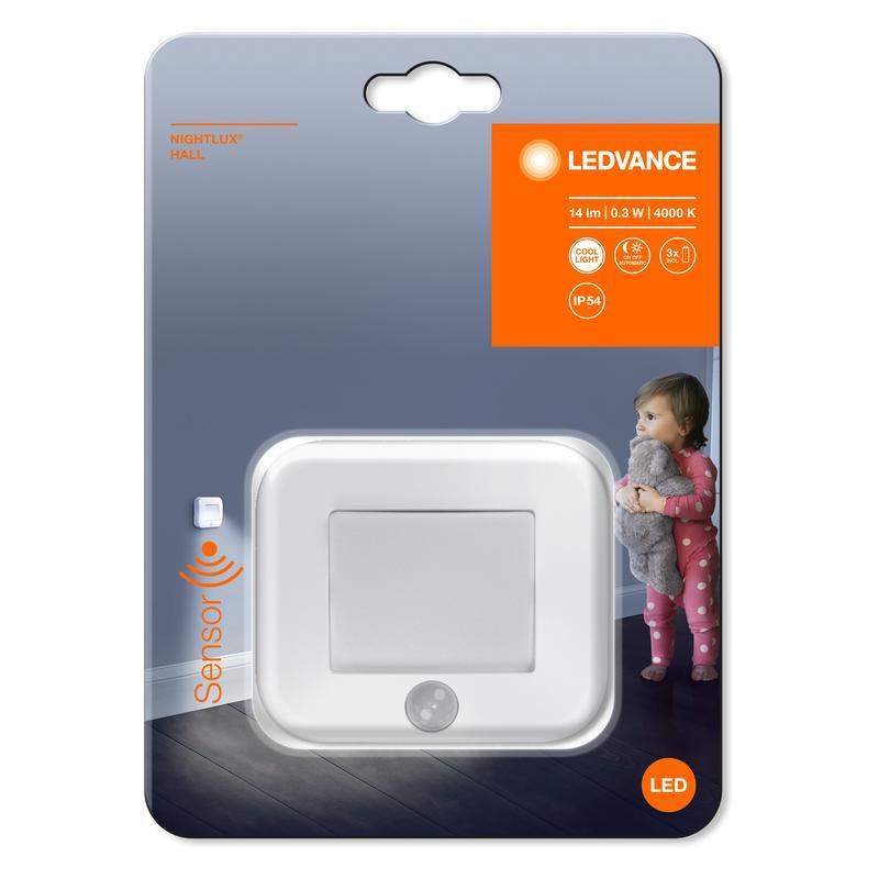  Светильник NIGHTLUX Hall 0.25Вт 4000К 14лм IP54 3х1.5В LR03 с сенсором бел. LEDVANCE 4058075260658 фото в каталоге от BTSprom.by