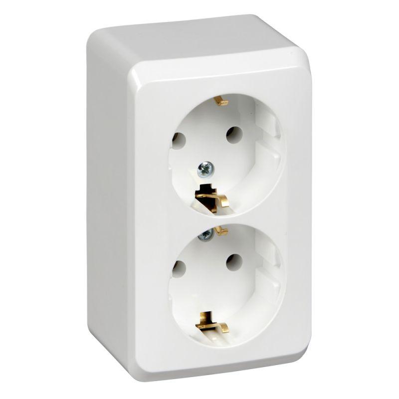 розетка 2-м оп этюд 16а ip20 250в с заземл. без защ. шторок бел. se pa16-007b от BTSprom.by