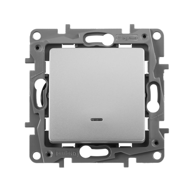  Выключатель 1-кл. СП Etika 10А IP20 250В 10AX с подсветкой/индикацией безвинтов. зажимы механизм алюм. IEK 672403 фото в каталоге от BTSprom.by