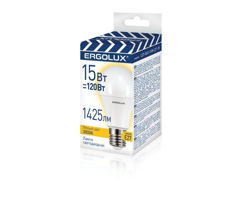 лампа светодиодная led-a60-15w-e27-3k лон 15вт e27 3000к 220-240в промо ergolux 14308 от BTSprom.by