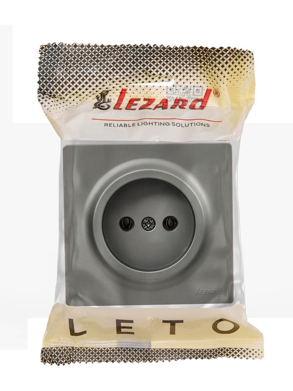  Розетка 1-м ОП LETO без заземл. ПБТ платина LEZARD 752-3500-121B фото в каталоге от BTSprom.by