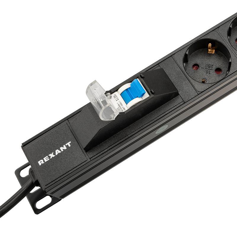  Блок распределения питания PDU 20 розеток СЕЕ 7/4 Schuko 16А автомат защиты вилка СЕЕ 7/7 вертикал. шнур 2м корпус алюм. Rexant 04-0201-2 фото в каталоге от BTSprom.by