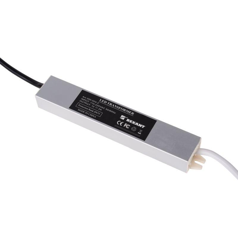  Источник питания 110-220В AC/12В DC 2А 24Вт с проводами влагозащ. IP67 Rexant 200-024-2 фото в каталоге от BTSprom.by