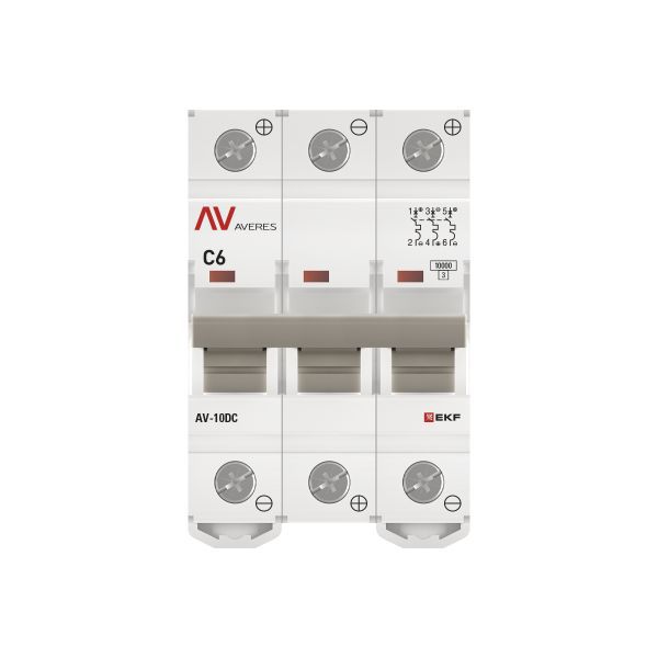  Выключатель автоматический 3п C 6А 10кА AV-10 DC AVERES EKF mcb10-DC-3-06C-av фото в каталоге от BTSprom.by
