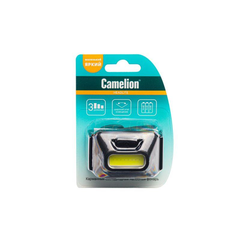фонарь налобный led5384 1вт cob led 3 реж. 3xaaa пласт блист черн. camelion 15689 от BTSprom.by