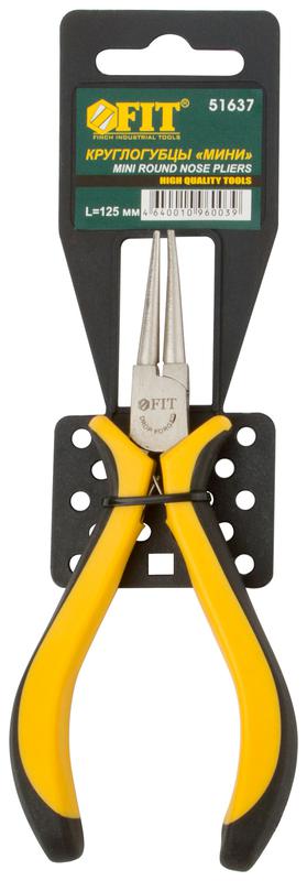  Круглогубцы "мини" профи никелированное покрытие мягкие ручки 125мм черн.-желт. FIT 51637 фото в каталоге от BTSprom.by