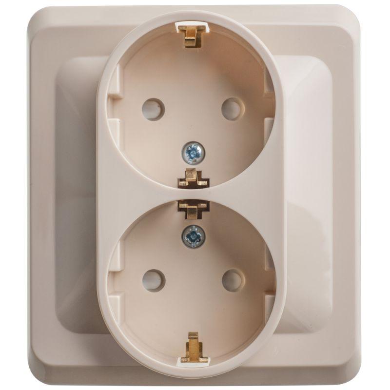 розетка 2-м сп этюд 16а ip20 250в с заземл. защ. шторки крем. se pc16-008k от BTSprom.by