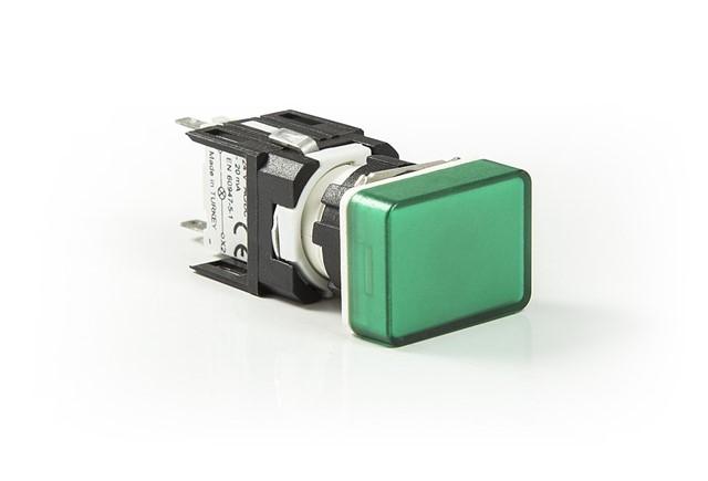 арматура сигнальная 16мм прямоугольная 12-24 ac/dc зел. emas d090dxy от BTSprom.by