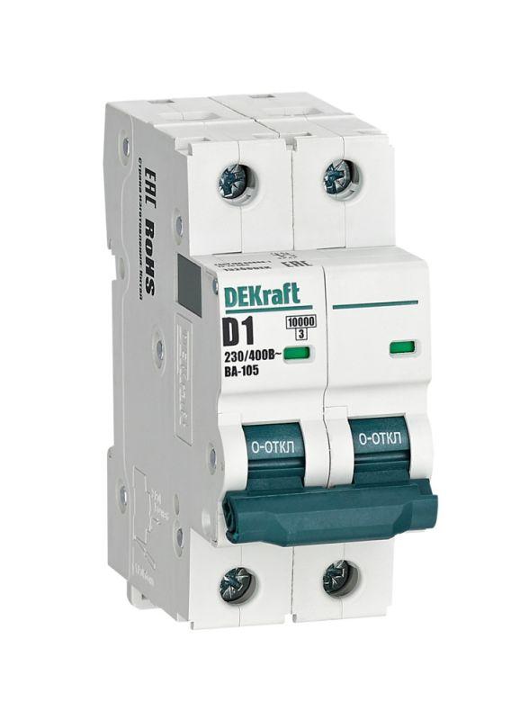 выключатель автоматический модульный 2п d 1а 10ка ва-105 dekraft 13208dek от BTSprom.by