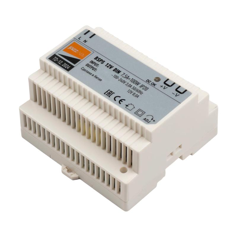  Блок питания для светодиодной ленты BSPS DIN 12В 7.5А=100Вт PL IP20 Pro+ JazzWay 5049987 фото в каталоге от BTSprom.by