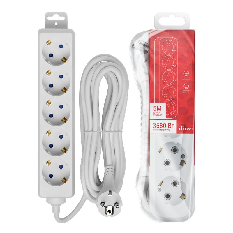 удлинитель 5х5м с/з supraline провод h05vv-f 3х10кв.мм 3680вт 16а duwi 32061 6 от BTSprom.by