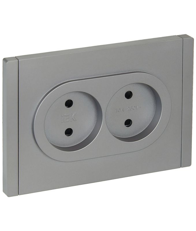 розетка 2-м сп forte&piano fp525 10а без заземл. защ. шторки безвинт. крепл. сталь iek fp-r23-10-1-k46 от BTSprom.by
