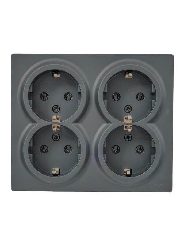  Розетка 4-м ОП LETO с заземл. закрытый корпус ПБТ графит LEZARD 752-3400-127BDP фото в каталоге от BTSprom.by