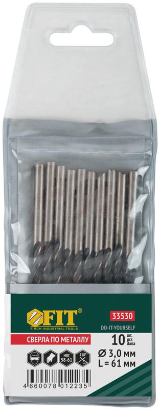  Сверло по металлу HSS черненые 3.0х61мм (уп.10шт) FIT 33530 фото в каталоге от BTSprom.by