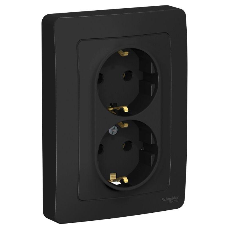 розетка 2-м сп blanca 16а ip20 250в с заземл. без защ. шторок антрацит se blnrs001026 от BTSprom.by