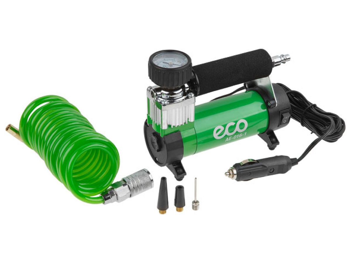 компрессор автомобильный eco ae-016-1 (12 в, 150 вт, 40 л/мин, 10 бар (манометр 7 бар), съемный спир. шланг, сумка) ae-016-1 от BTSprom.by