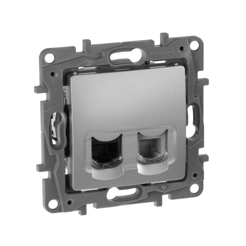 розетка компьютерная + телефонная 2-м сп etika rj45 + rj11 кат.5e utp механизм алюм. iek 672452 от BTSprom.by