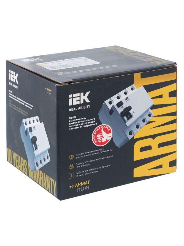  Выключатель дифференциального тока (УЗО) 4п 40А 300мА тип A ВДТ R10N ARMAT IEK AR-R10N-4-040A300 фото в каталоге от BTSprom.by