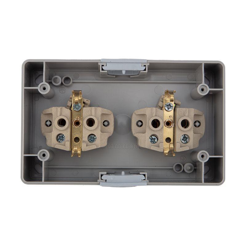  Блок ОП 2 розетки горизонт. INDUSTRIAL с заземл. керамика IP54 сер. Kranz KR-78-0614 фото в каталоге от BTSprom.by