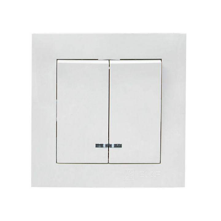 выключатель 2-кл. сп валенсия 10а ip20 с индикатором бел. proxima ekf ewv10-123-10 от BTSprom.by