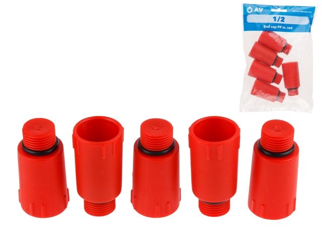 заглушка пп 1/2" нар. красная, av engineering (5 шт. инд. упак.) ave1321212r от BTSprom.by