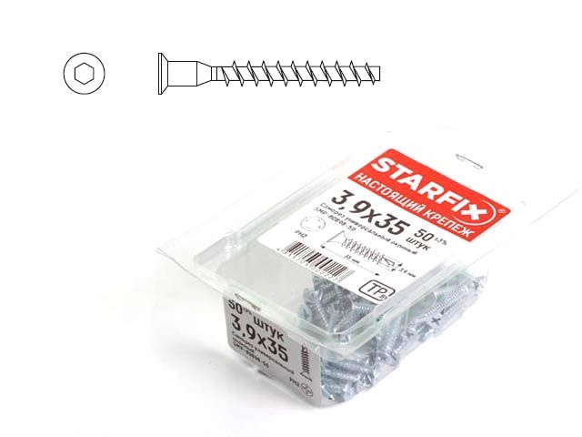 конфирмат 7.0х50 мм с внутр. шестигр. (30 шт в пласт. конт.) starfix smp1-87324-30 от BTSprom.by