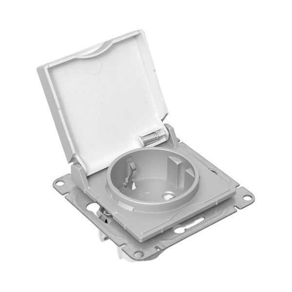  Розетка СП Эпика 16А IP44 с заземл. защ. шторки с крышкой механизм алюм. EKF UP1-SOA-111-44 фото в каталоге от BTSprom.by