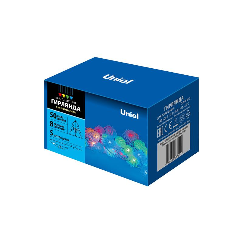 гирлянда led "шишки" uld-s0500-050/dta multi ip20 pine cones 5м 50 диодов разноцвет. свет провод прозр. uniel ul-00007193 от BTSprom.by