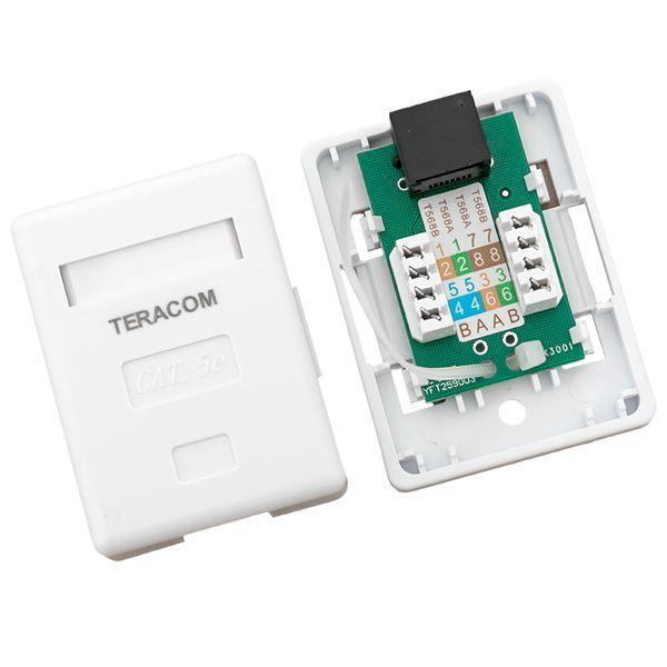 Розетка настенная TERACOM кат.5E неэкранированная 1 порт RJ-45 Dual IDC бел. EKF TRC-WBOX-1RJ45-5EUTP-WH фото в каталоге от BTSprom.by