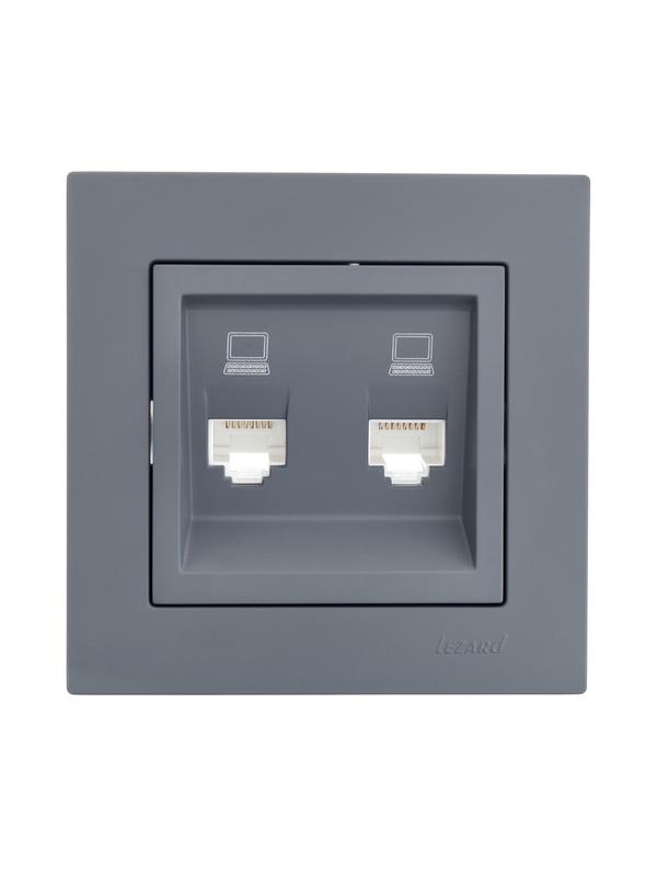  Розетка компьютерная 2-м СП Vesna механизм графит LEZARD 742-3488-141 фото в каталоге от BTSprom.by