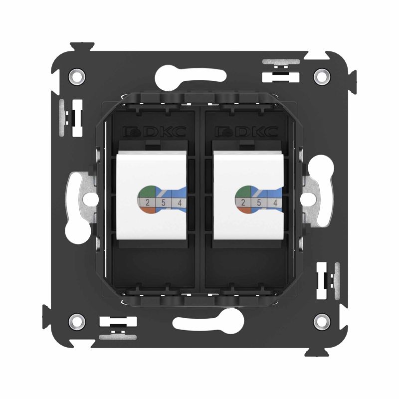  Розетка компьютерная 2-м СП Avanti "Черный матовый" RJ45 кат.6 без шторок механизм DKC 4412694 фото в каталоге от BTSprom.by