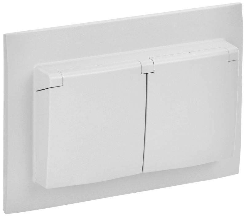 розетка 2-м skandy 16а ip44 с крышкой в сборе sk-r12w арктич. бел. iek sk-r26-16-44-k01-f от BTSprom.by