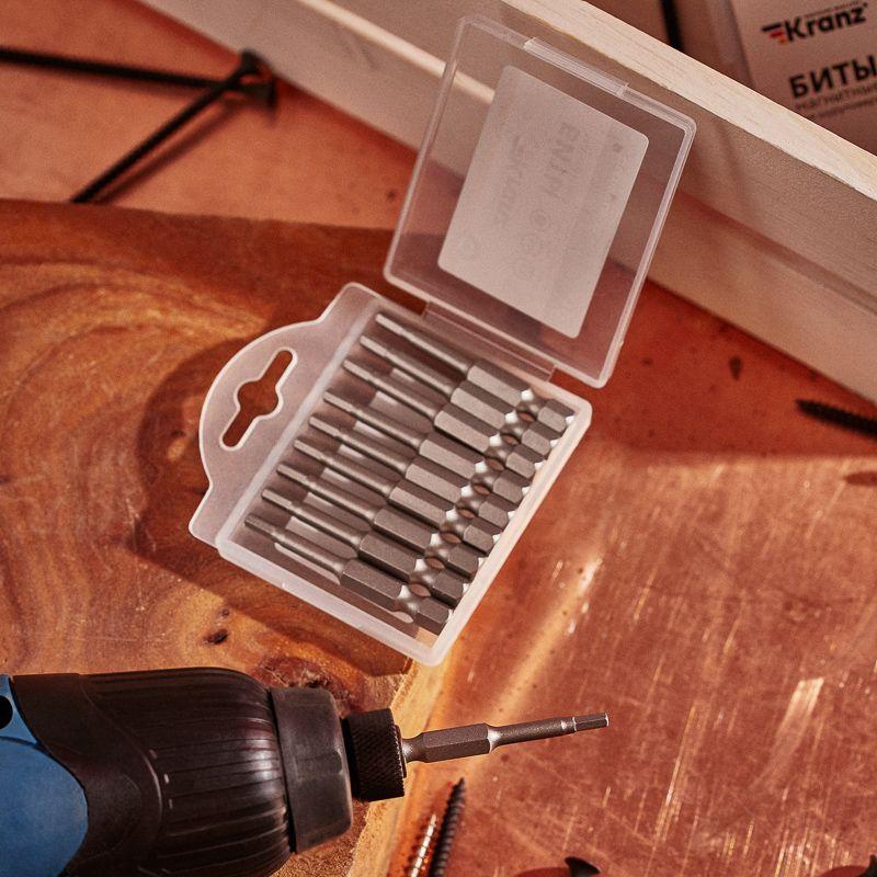  Бита шестигранная HEX-3х50мм для шуруповерта (уп.10шт) Kranz KR-92-0421 фото в каталоге от BTSprom.by