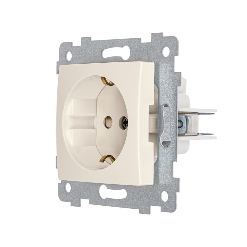  Розетка 1-м СП Мария РС16-446 16А IP20 с заземл. защ. шторки механизм сл. кость Кунцево 120002 фото в каталоге от BTSprom.by