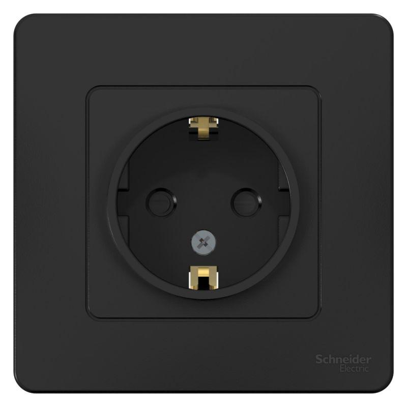 розетка 1-м сп blanca 16а ip20 250в с заземл. защ. шторки антрацит se blnrs001116 от BTSprom.by