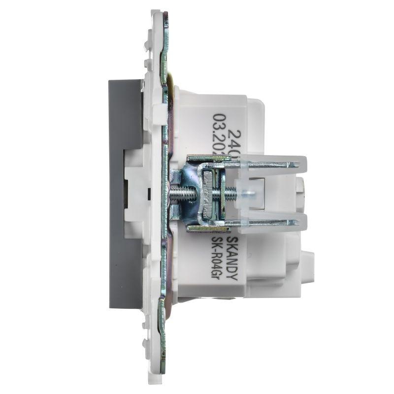  Розетка SKANDY 16А с заземл. защ. шторки SK-R04Gr сер. IEK SK-R14-16-K03 фото в каталоге от BTSprom.by