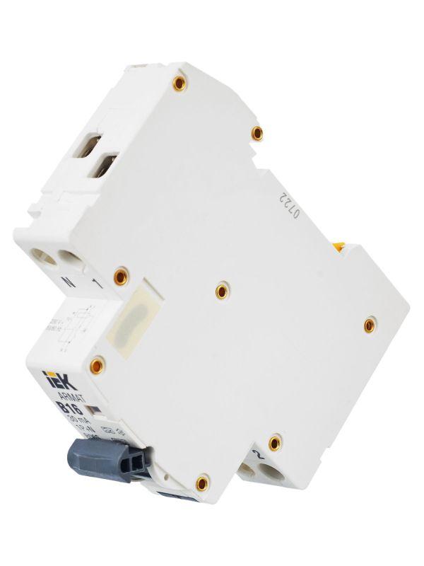  Выключатель автоматический дифференциального тока 2п (1P+N) B 16А 30мА тип A АВДТ B06S 18мм ARMAT IEK AR-B06S-1N-B16A030 фото в каталоге от BTSprom.by