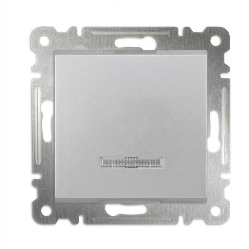 выключатель 1-кл. сп karea 10а ip20 с подсветкой механизм серебр. makel 57065021 от BTSprom.by