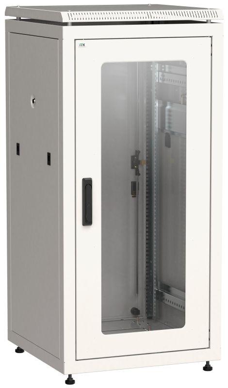 шкаф сетевой 19дюйм linea n 28u 600х800мм стеклянная передняя дверь задняя металлическая сер. itk ln35-28u68-gm от BTSprom.by