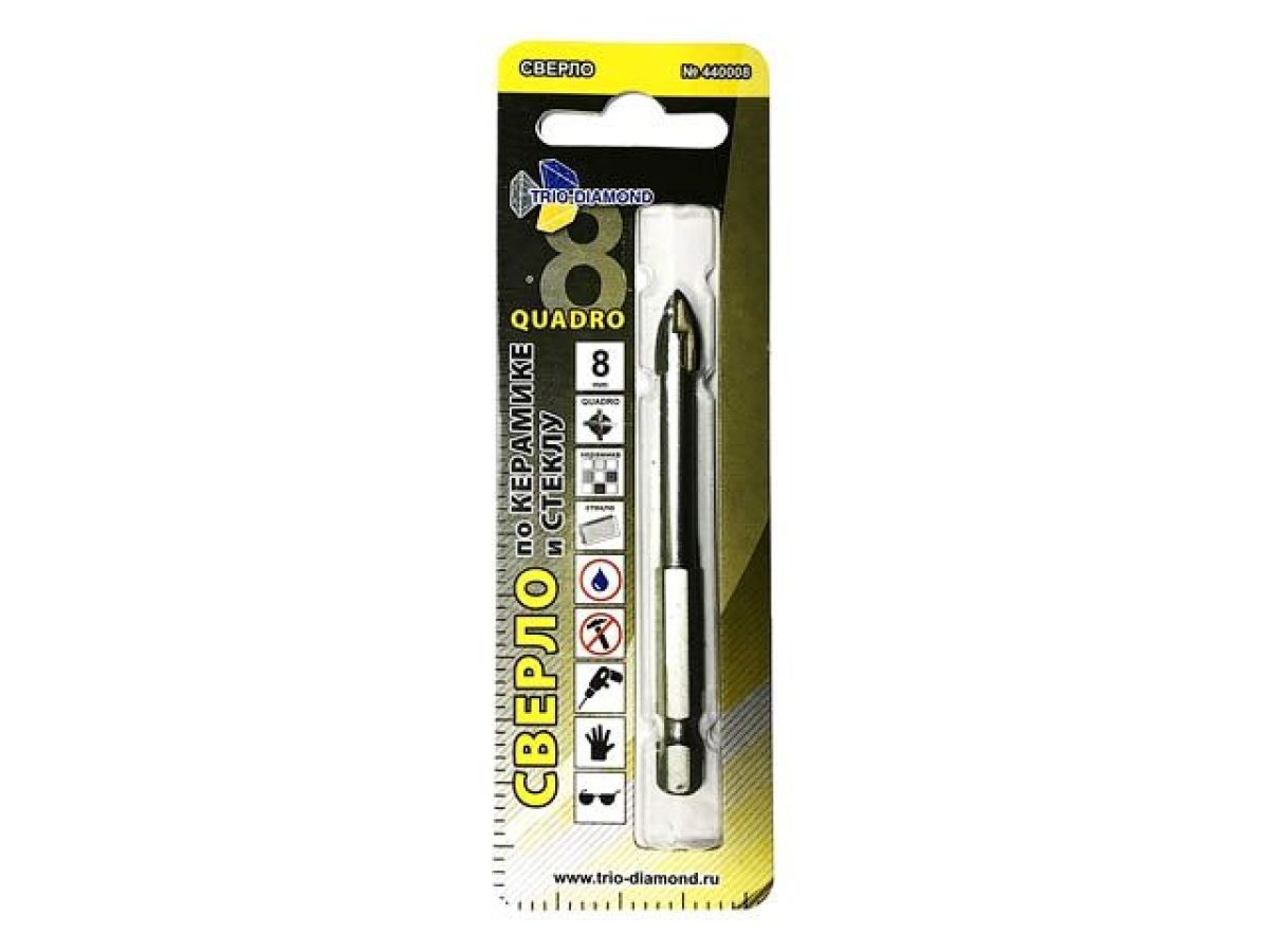 сверло по кафелю/стеклу 8 мм quadro trio-diamond 440008 от BTSprom.by
