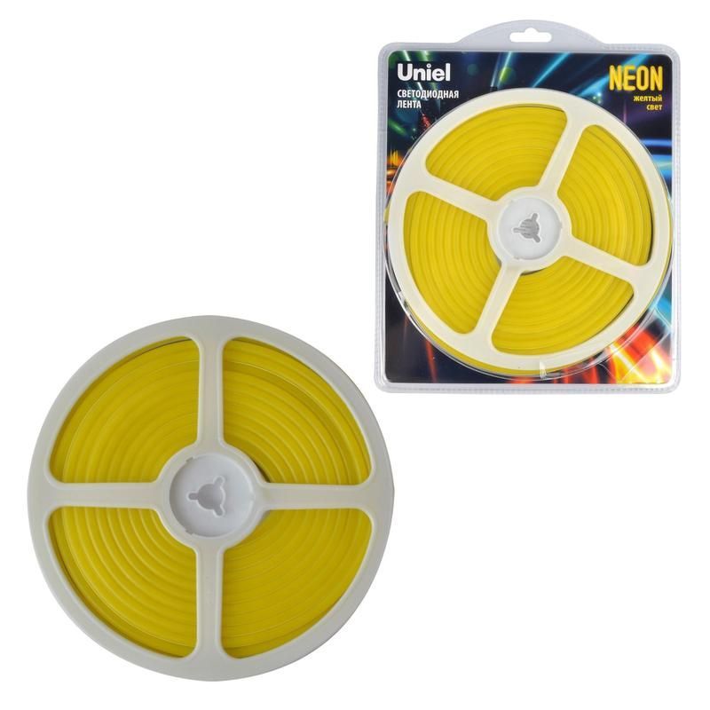 лента светодиодная гибкая uls-n01-2835-120led/m-6mm-ip67-dc12v-9w/m-5m-yellow neon (блист. 5м) свет желт. uniel ul-00009088 от BTSprom.by