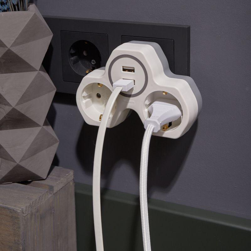  Разветвитель 2-м с заземл. 16А IP20 2хUSB 2.4А защ. шторки бел. Rexant 11-1089 фото в каталоге от BTSprom.by