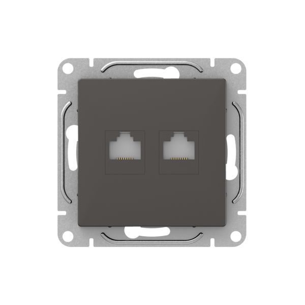 розетка компьютерная 2-м сп эпика rj45 кат.5 механизм мокко ekf up1-som-2rj45-5 от BTSprom.by