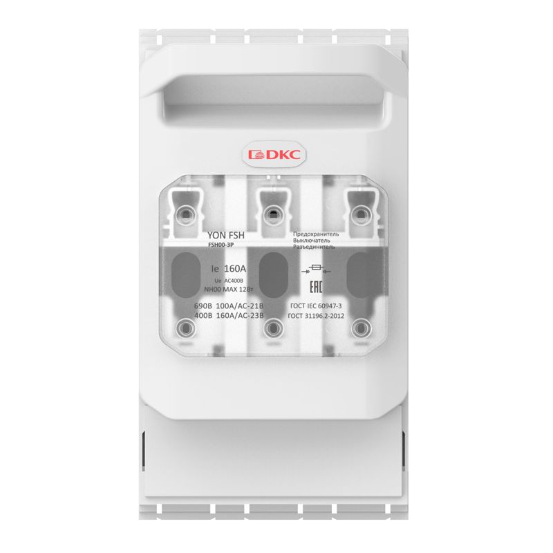  Выключатель горизонтальный предохранитель разъединитель 160А 3P крепление на монтажную плату DKC FSH00-3P фото в каталоге от BTSprom.by